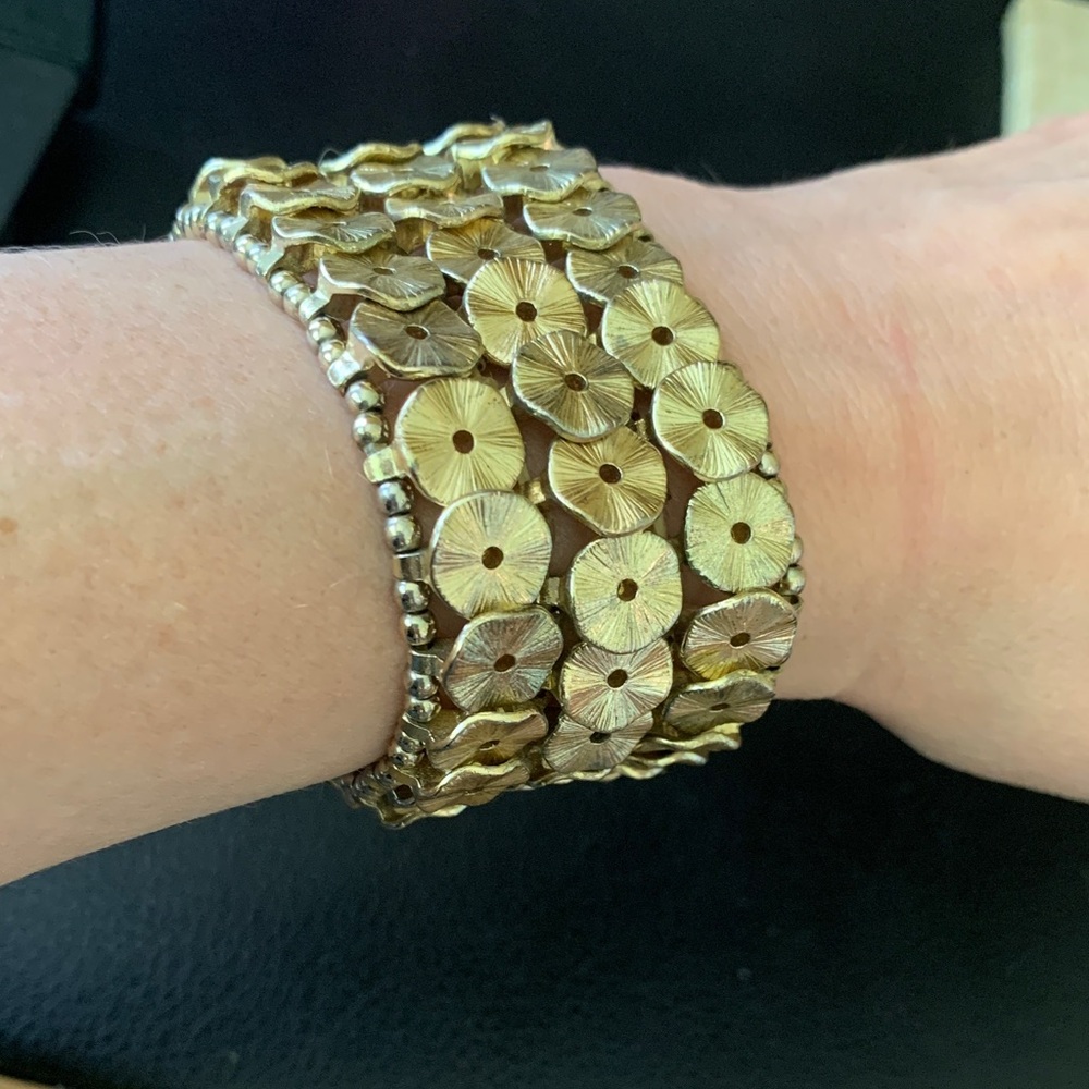 Vintage Gold-Toned Disc Stretch Bracelet